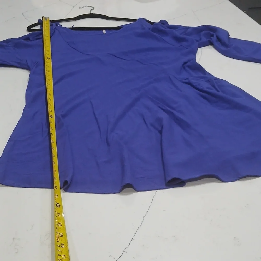Free People Vibrant Purple Asimetric Long Sleeve Dress Sz L GENTLE USED